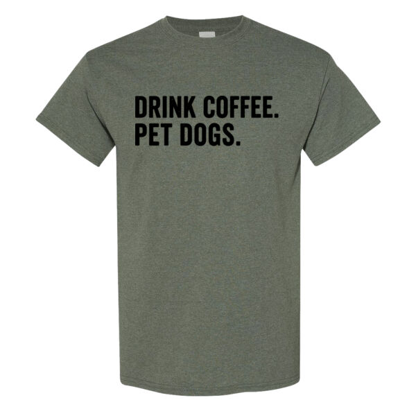 5000 Unisex Heavy Cotton™ T-Shirt - Drink Coffee Pet Dogs  Thumbnail