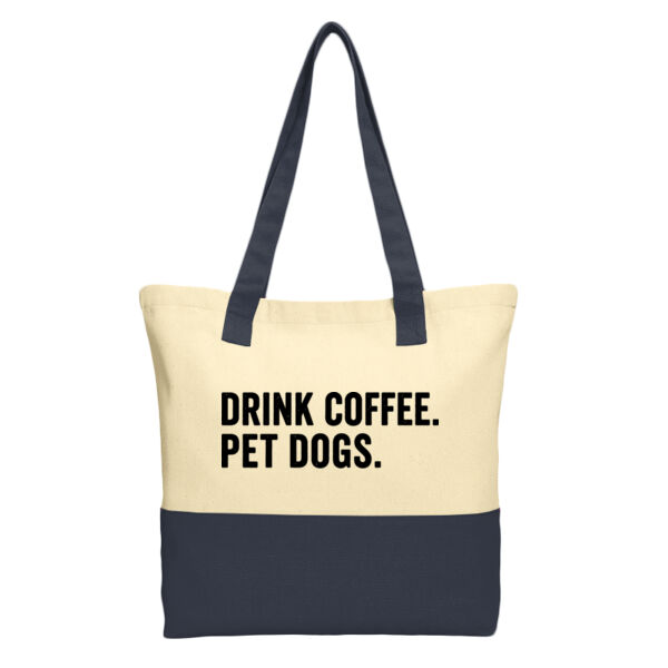 BG414 Colorblock Cotton Tote - Drink Coffee Pet Dogs Thumbnail